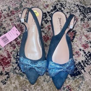 Juicy Couture Blue Slingback Flats with Bow